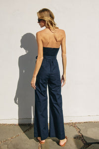 Navy Strapless Jumpsuit