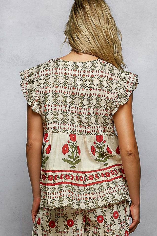 V-Neck Floral Flowy Top