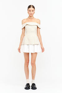 Mixed Media Off-The-Shoulder Dress