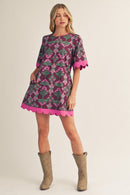 Scallop Edge Baroque Mini Dress