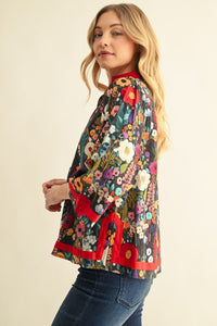Accent Floral Contrast Top