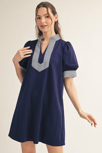 Stripe Contrast Accent Solid Dress