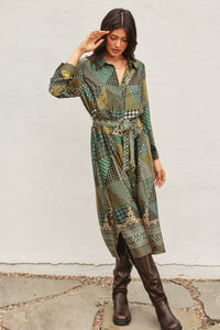 Satin Printed Shirt Dress