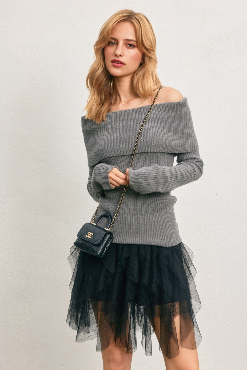 Tulle Asymmetrical Mini Skirt