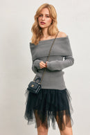 Tulle Asymmetrical Mini Skirt