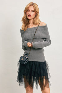 Tulle Asymmetrical Mini Skirt