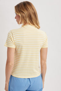 Striped Mock Neck Tee