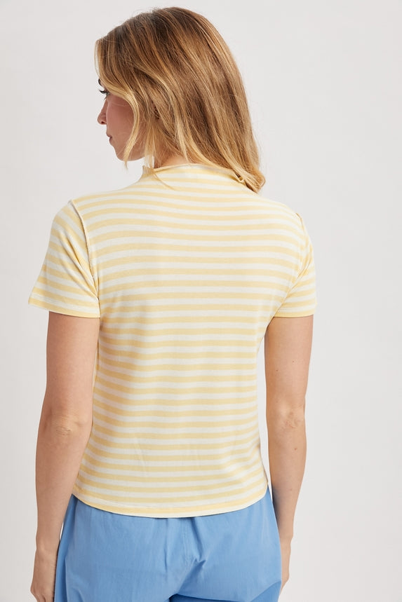 Striped Mock Neck Tee