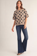 Polka Dot Short Sleeve Sweater