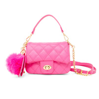 Quilted Puff Flap w/ Mirror Pom Pom