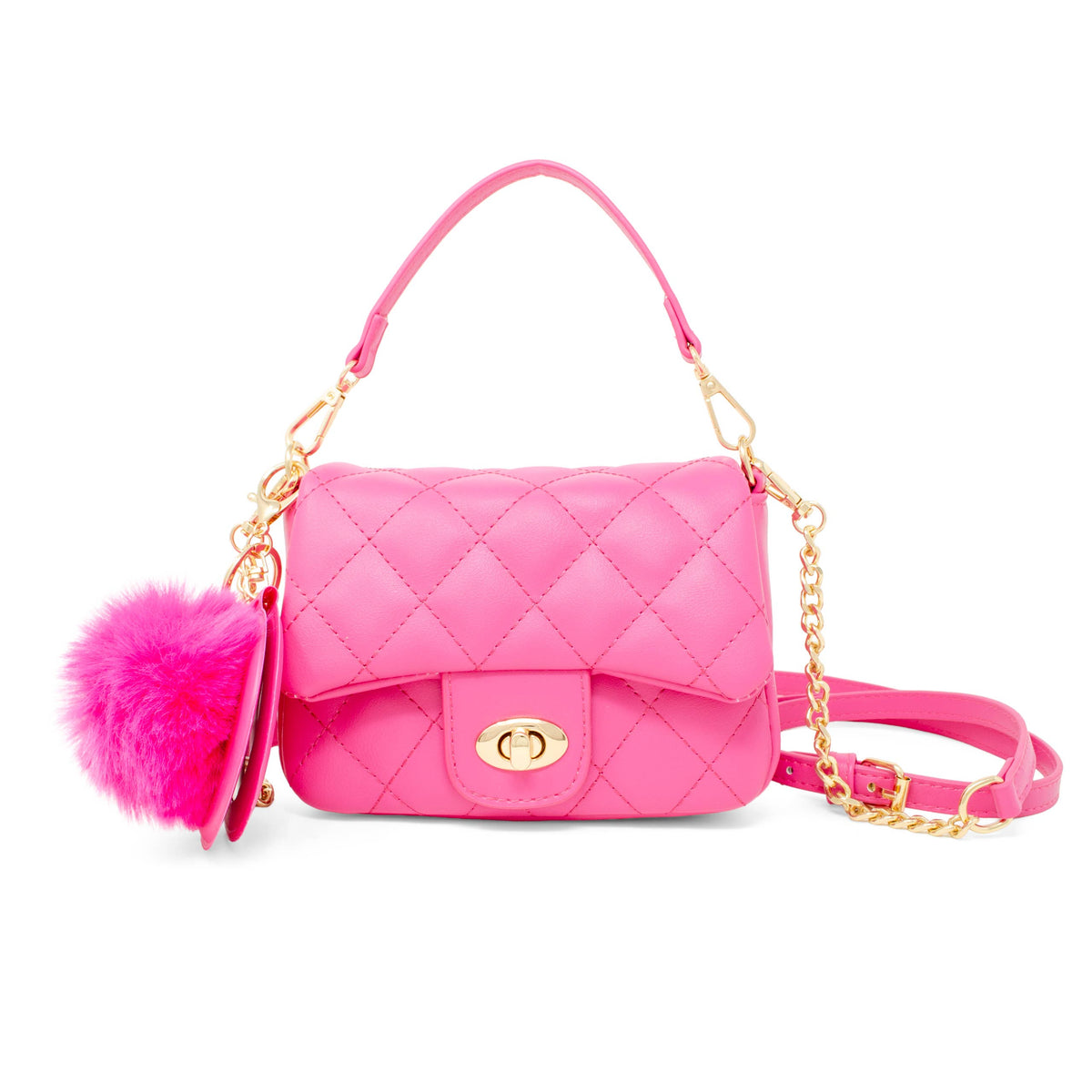 Quilted Puff Flap w/ Mirror Pom Pom