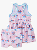 Patriotic Gingham Pleated Skirt Active Dress & Bike Short Set