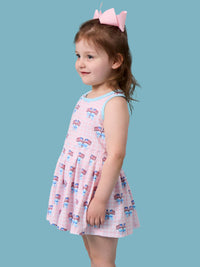 Patriotic Gingham Pleated Skirt Active Dress & Bike Short Set