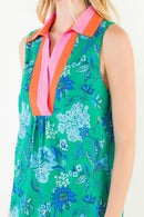 Contrast Collar Floral Dress