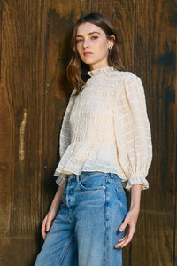 Smocked Long Sleeve Swiss Blouse