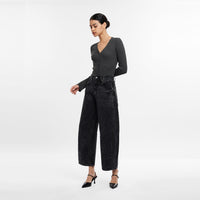 Super High Rise Black Barrel Jeans