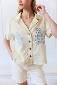 Embroidered Floral Collared Blouse