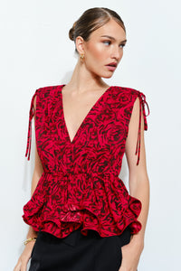 Rosette Peplum Blouse