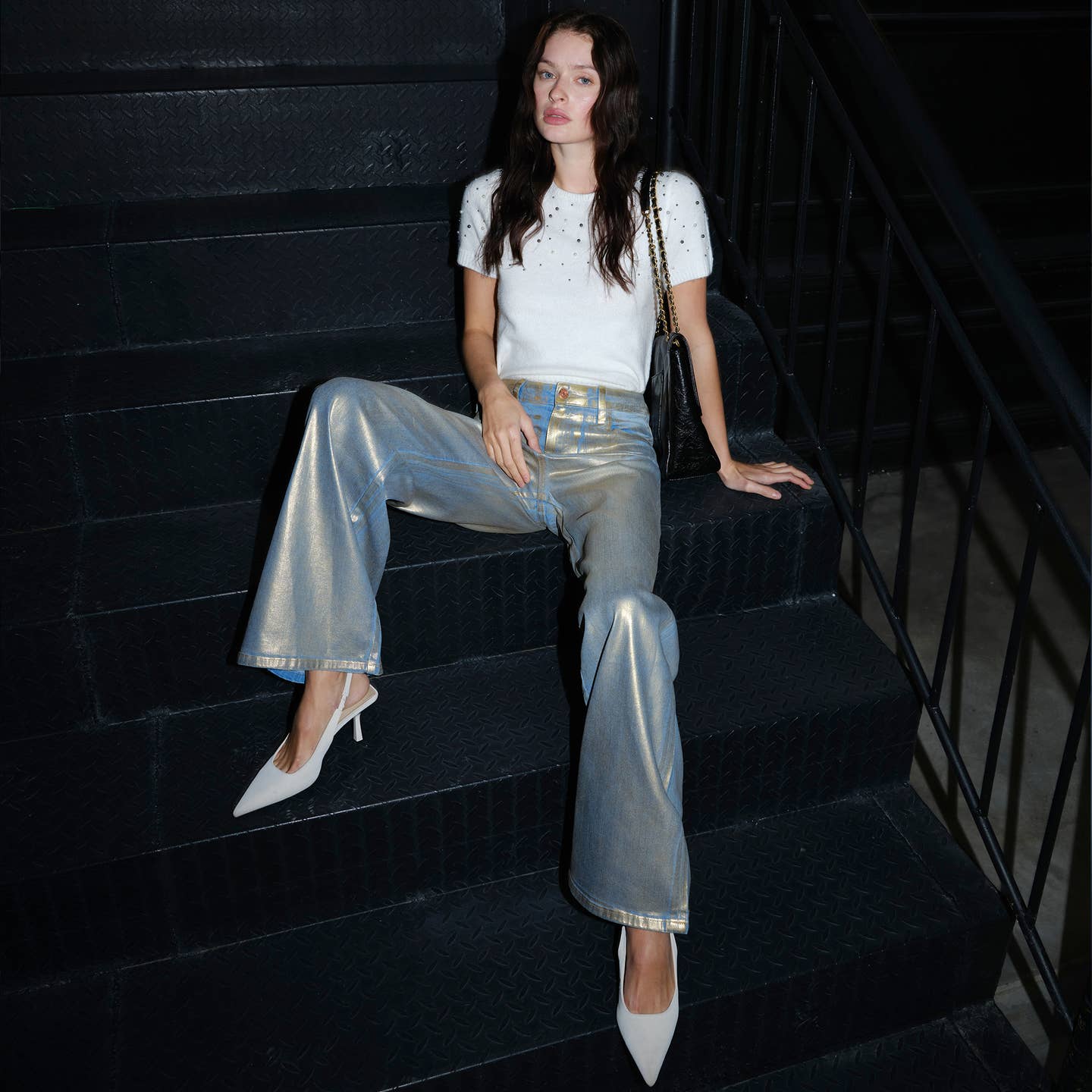 Golden High Rise Wide Leg Denim Jeans