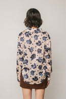 Floral Polka Dot Satin Blouse