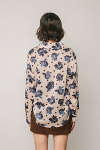 Floral Polka Dot Satin Blouse