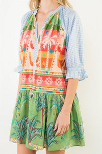 Jungle Mixed Print Mini Dress