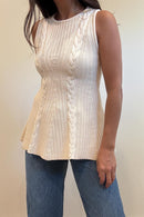 Cable Knit Peplum Top
