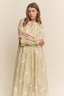 Embroidered Long Sleeve Maxi Dress