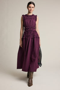 Smocked Ruffle Plaid Maxi Dress
