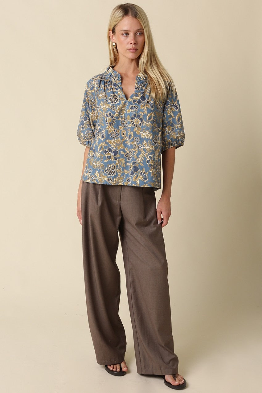 Floral Puff Sleeve Blouse