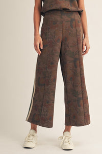 Side Accent Wide Leg Floral Pants