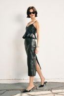 Faux Leather Midi Skirt