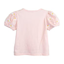 Sequin Floral Mesh Sleeve Top