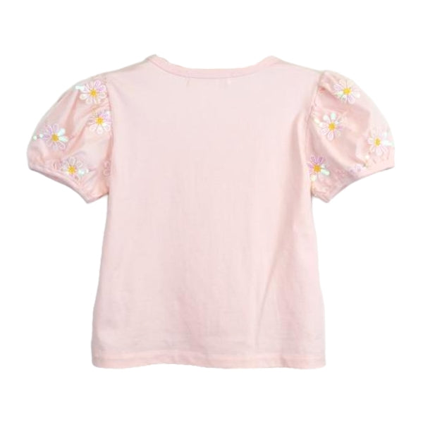 Sequin Floral Mesh Sleeve Top