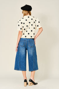 Ruffle Hem Polka Dot Top