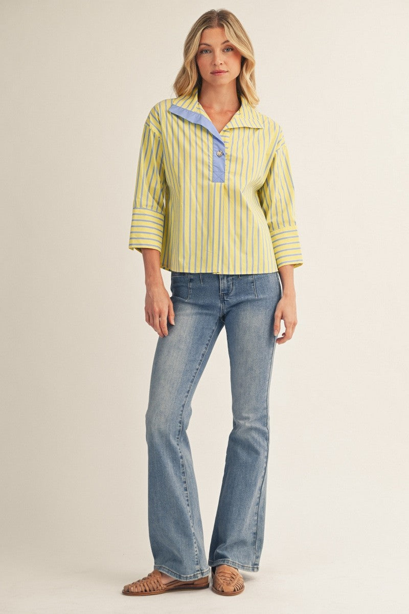 Collared Striped Top