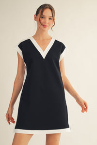 Contrast Accent Solid Casual Dress