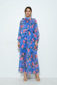 Floral Pleated Maxi Dress