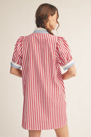 Button Down Stripe Shift Dress