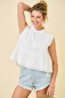 Swiss Dot Collared Blouse
