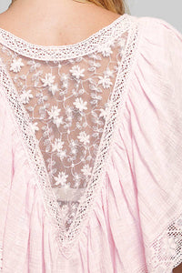 Lace Trim Ruffle Top