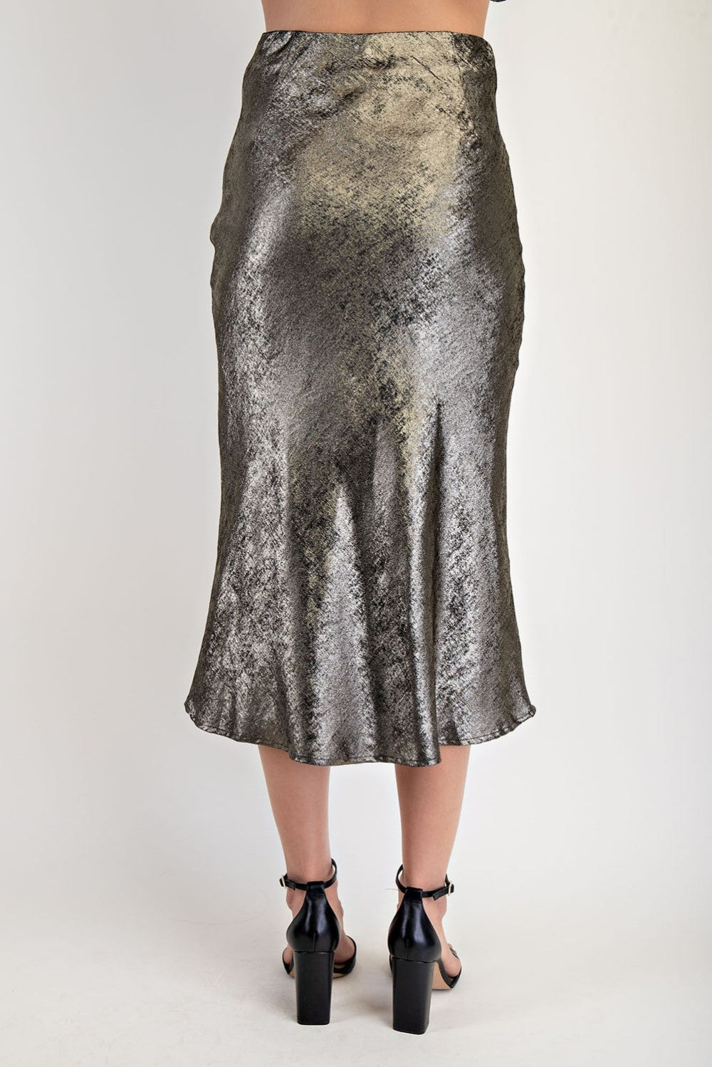 Shimmer Satin Midi Skirt
