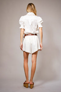 Embroidered Scallop Collar Blouse