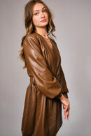 Faux Leather Belted Mini Dress