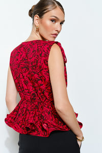 Rosette Peplum Blouse