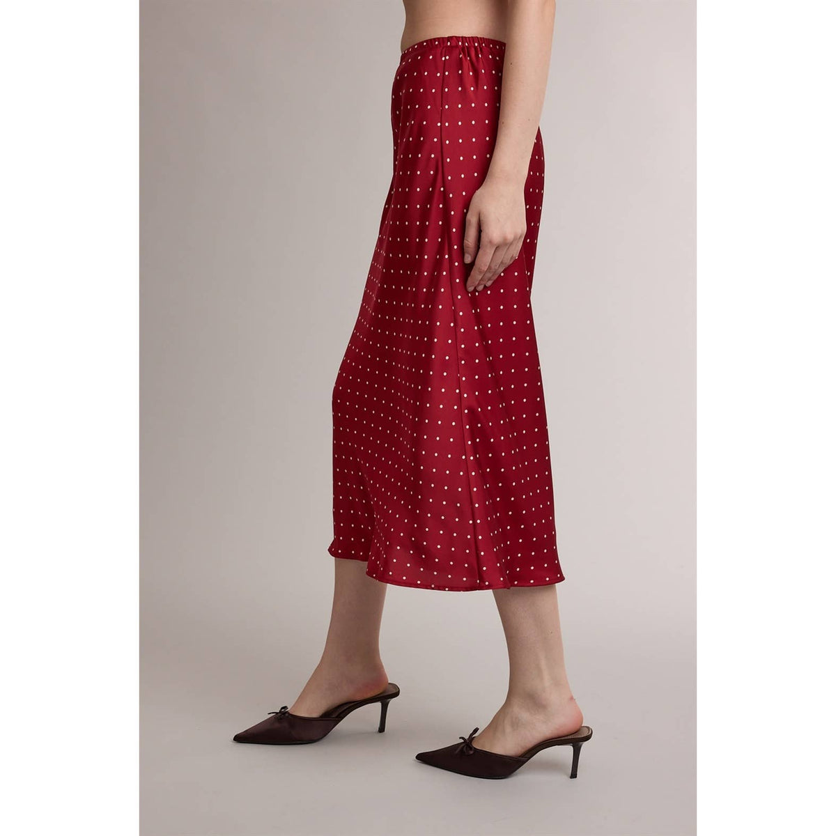 Red Polka Dot Midi Skirt