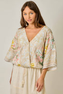 Border Print Kimono Top