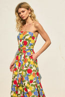 Fruit Printed Strapless Dress