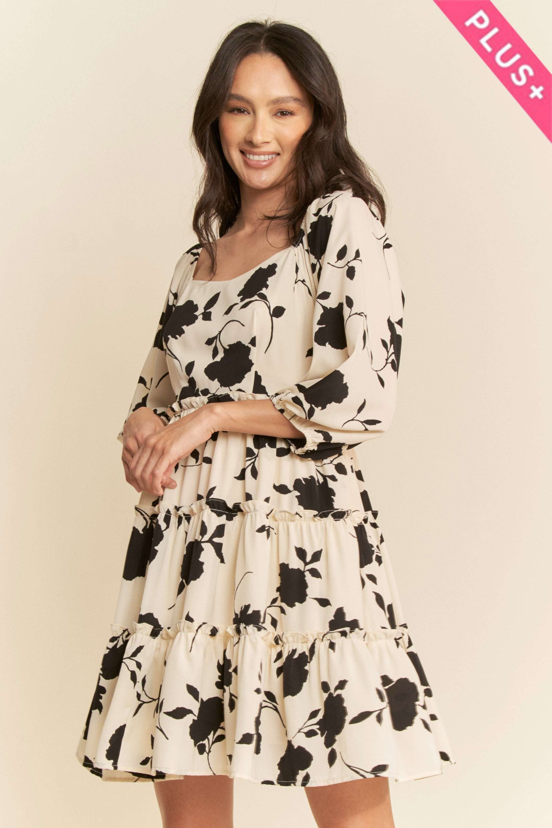 Floral Square Neck Dress