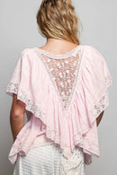 Lace Trim Ruffle Top